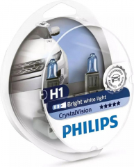 Автолампа H1 (55) P14.5s Crystal Vision + W5W Crystal Vision (по 2 шт) 12V PHILIPS 12258CVSM