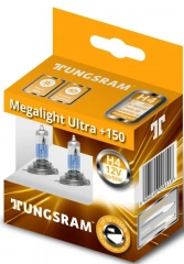 Автолампа H4 (60/55) P43t +150% Megalight Ultra + 150 (Бокс, 2шт) TUNGSRAM