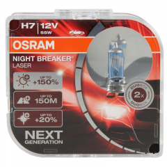 Автолампа H4 (60/55) P43t+150% NIGHT BREAKER LASER 4050K (евробокс, 2шт) OSRAM 64193NL2(EURO)