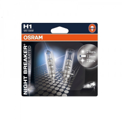 Автолампа H1 (55) P14.5s+110% NIGHT BREAKER UNLIMITED (блистер, 2шт) 12V OSRAM 64150NBU-2бл