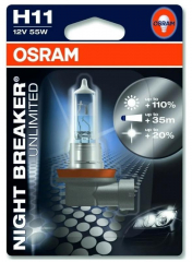 Автолампа H11 (55) PGJ19-2+110% NIGHT BREAKER UNLIMITED (блистер) 12V OSRAM 64211NBUбл