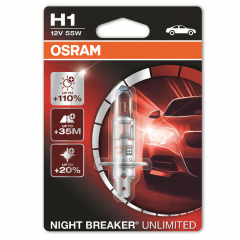 Автолампа H1 (55) P14.5s+110% NIGHT BREAKER UNLIMITED (блистер) 12V OSRAM 64150NBUБЛ